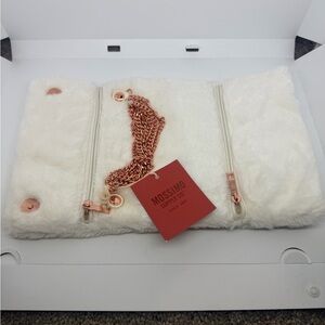 Mossimo Supply Co. Cream Faux Fur Clutch with Rose Gold Chain